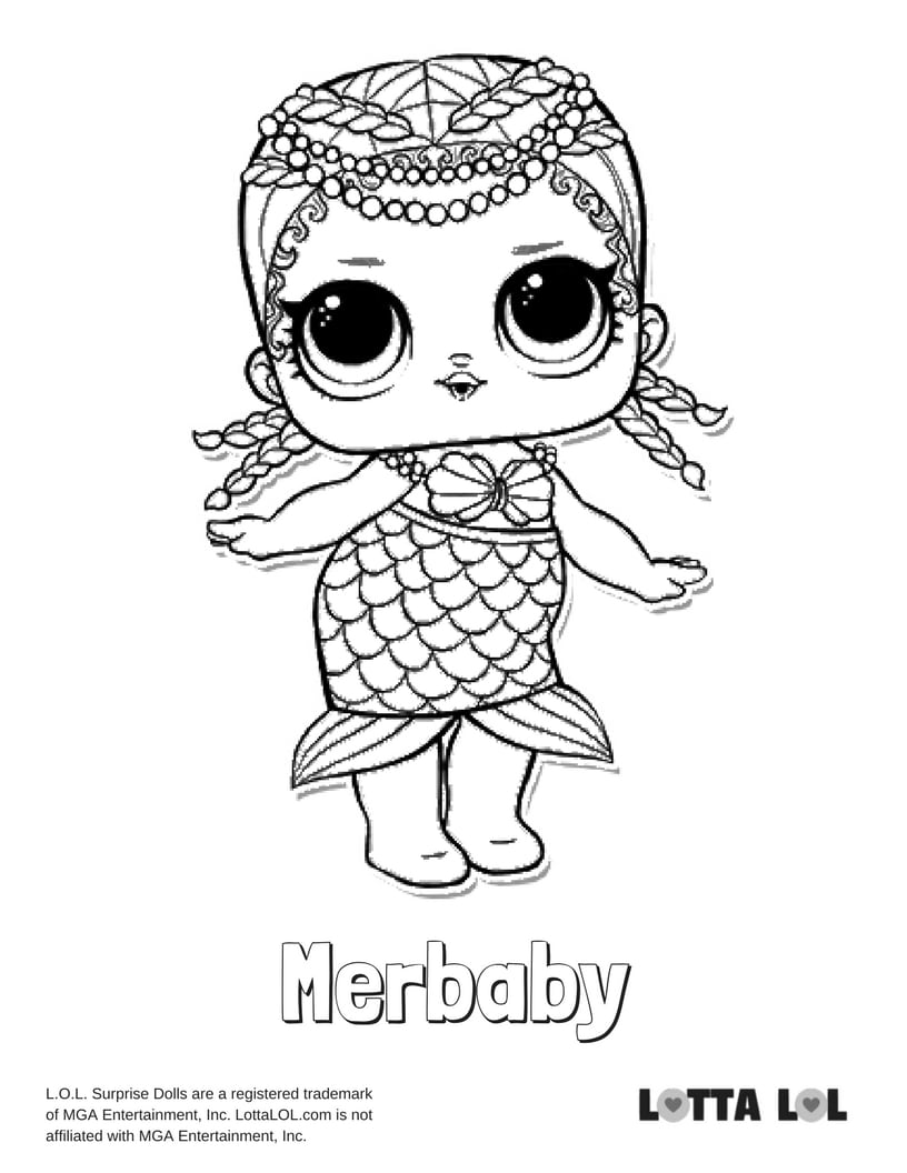 merbaby lol surprise doll coloring page  lotta lol