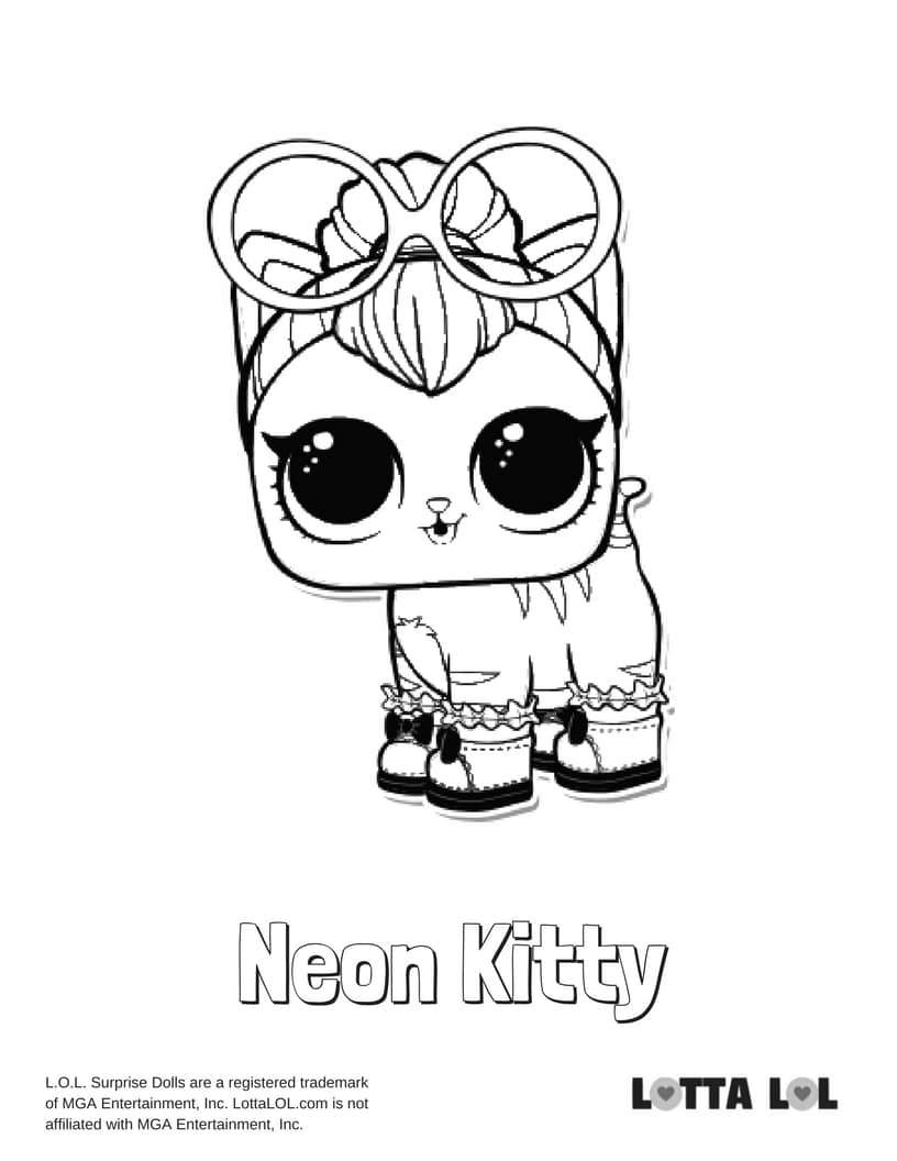 Neon Kitty LOL Surprise Doll Coloring Page | Lotta LOL