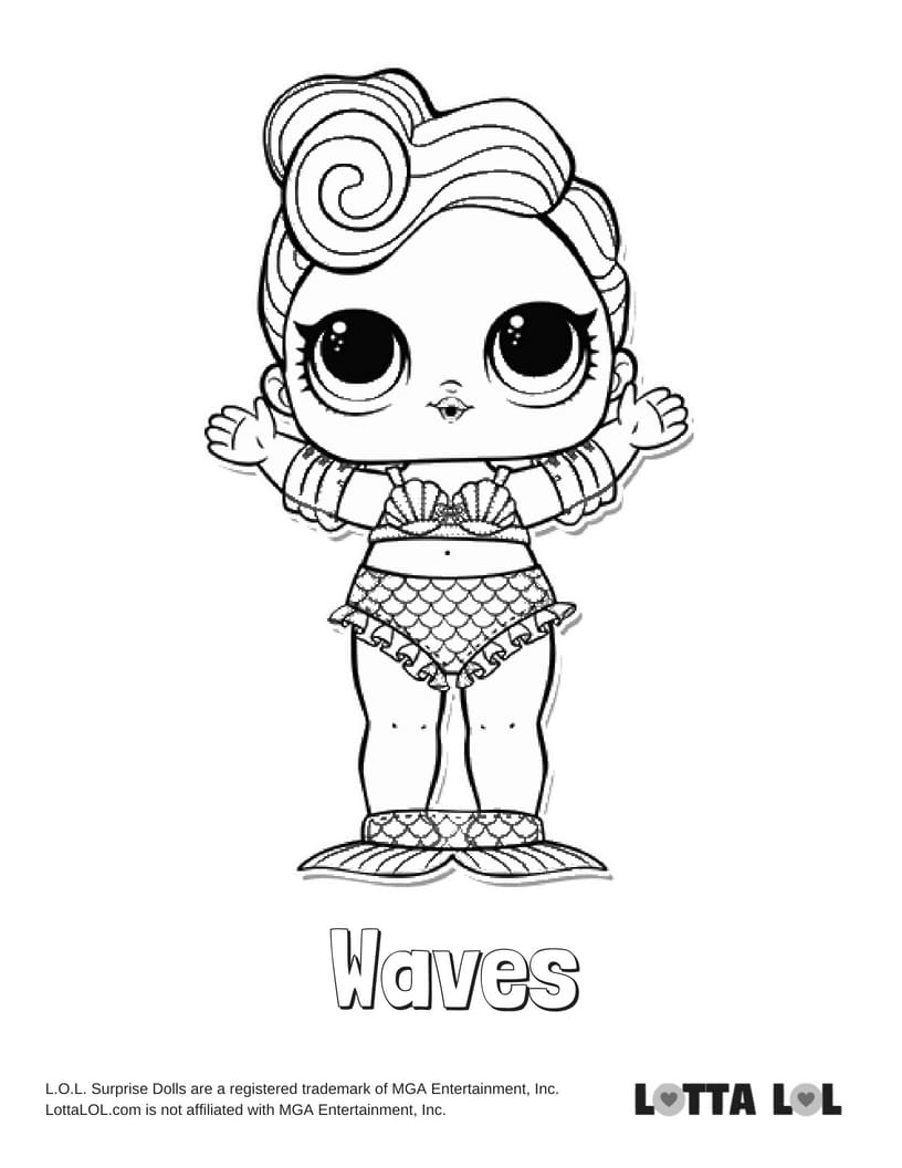 waves lol surprise doll coloring page  lotta lol